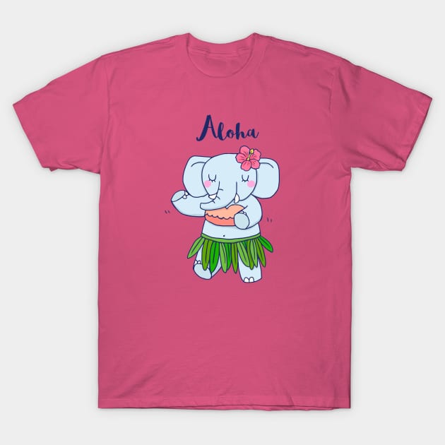 Aloha Hawaiian Hula Elephant T-Shirt by bluerockproducts